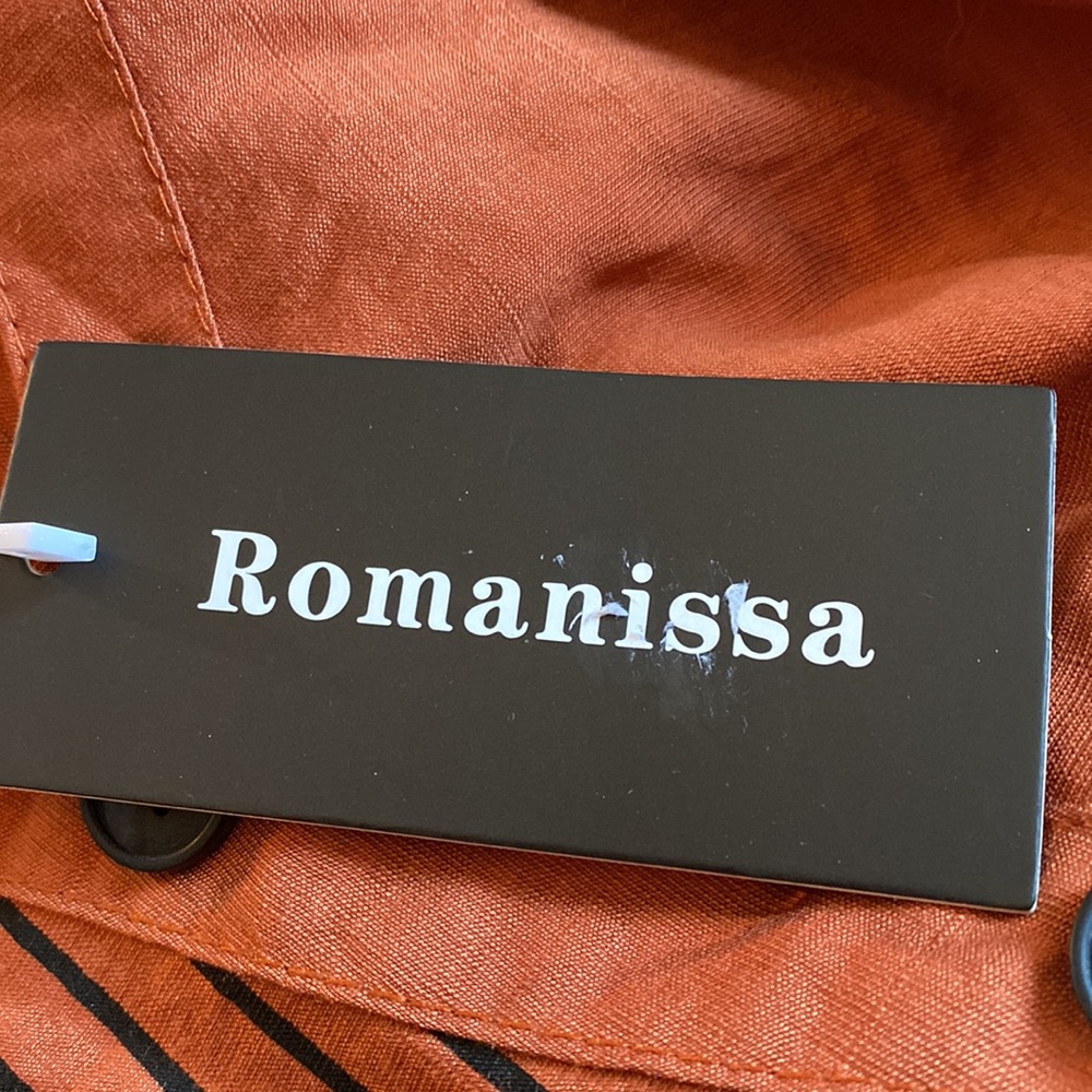 New Romanissa Brown & Black Stripe Short-Sleeve Notch Neck Top size 24-26 - Picture 4 of 11